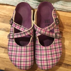 Plaid Birkis Clogs/Mules Size 39 narrow